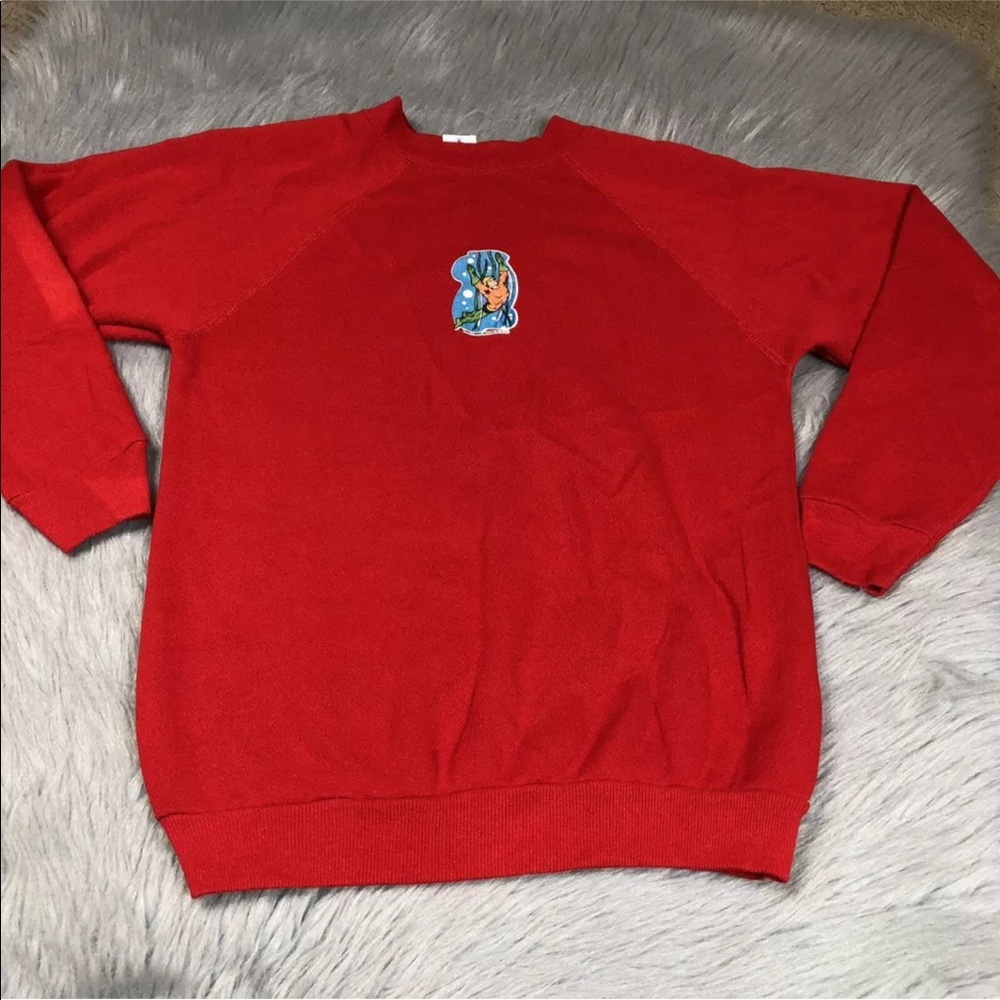 Vintage Red 1975 Aquaman Applique Crew Neck Sweater Childrens Small Adult